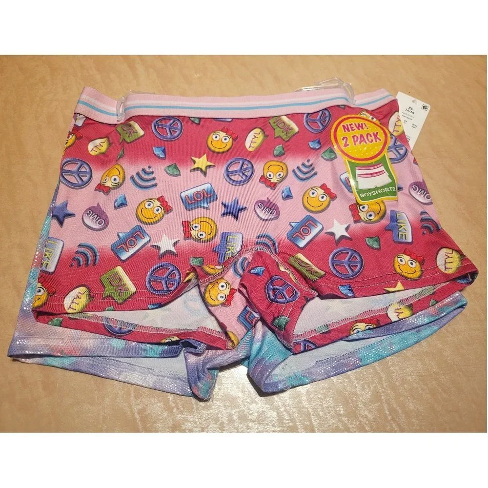 Girls 2 Pairs of BoyShort Briefs, Pink/Blue, sz 14/16